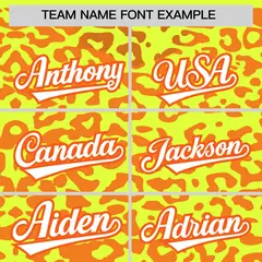 Fluorescent Green Orange Leopard Print Baseball Jersey 3