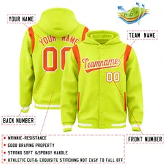 Fluorescent Green Orange Varsity Letterman Shoulder Color Block Jacket Hoodie 4