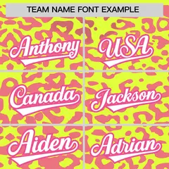 Fluorescent Green Pink Leopard Print Baseball Jersey 3