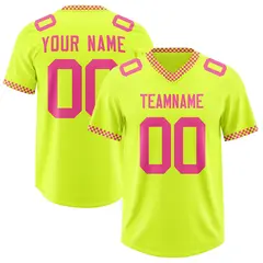 Fluorescent Green Pink Neckline Square Football Jersey