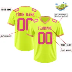 Fluorescent Green Pink Neckline Square Football Jersey 2