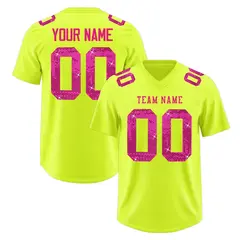 Fluorescent Green Pink Sequin Lettering Football Jersey 1
