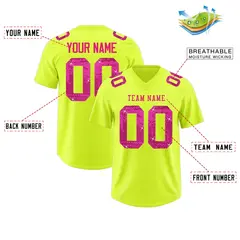 Fluorescent Green Pink Sequin Lettering Football Jersey 2