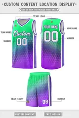 Fluorescent Green Purple Gradient Irregular Shapes Basketball Jersey 2