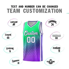 Fluorescent Green Purple Gradient Irregular Shapes Basketball Jersey 3