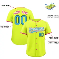 Fluorescent Green Rose Red Teal Baseball Jersey 2