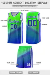 Fluorescent Green Royal Irregular Shapes Gradient Basketball Jersey 2