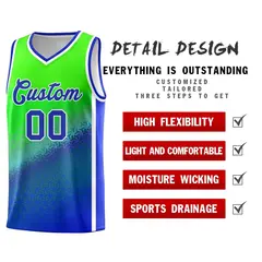 Fluorescent Green Royal Irregular Shapes Gradient Basketball Jersey 4