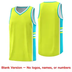Fluorescent Green Sky Blue Color Block Basketball Jersey 6