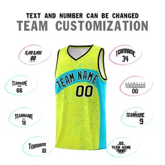 Fluorescent Green Sky Blue Irregular Dot Graffiti Basketball Jersey 4