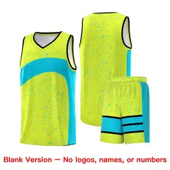 Fluorescent Green Sky Blue Irregular Dot Graffiti Basketball Jersey 7