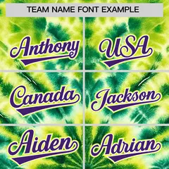 Fluorescent Green Tie-Dye Graffiti Authentic Baseball Jersey 3