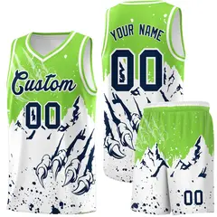 Fluorescent Green White Beast Pattern Sports Basketball Jersey 1
