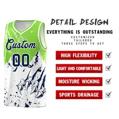 Fluorescent Green White Beast Pattern Sports Basketball Jersey 2