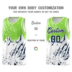 Fluorescent Green White Beast Pattern Sports Basketball Jersey 3
