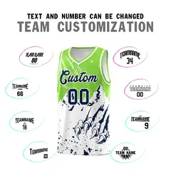 Fluorescent Green White Beast Pattern Sports Basketball Jersey 4
