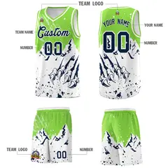 Fluorescent Green White Beast Pattern Sports Basketball Jersey 5