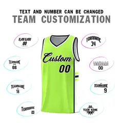 Fluorescent Green White Color Block Basketball Jersey 4