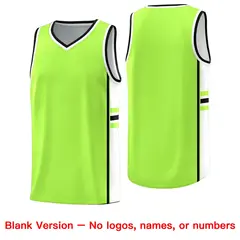 Fluorescent Green White Color Block Basketball Jersey 6