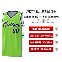 Fluorescent Green White Color Block Basketball Jersey 2