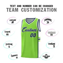 Fluorescent Green White Color Block Basketball Jersey 4