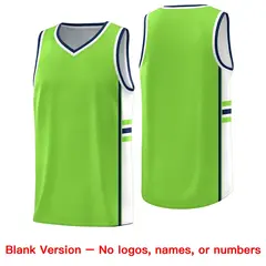 Fluorescent Green White Color Block Basketball Jersey 6