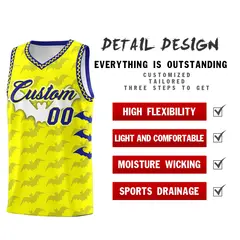 Fluorescent Yellow Bat Pattern Halloween Basketball Jersey 2