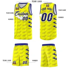 Fluorescent Yellow Bat Pattern Halloween Basketball Jersey 5
