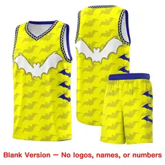 Fluorescent Yellow Bat Pattern Halloween Basketball Jersey 7
