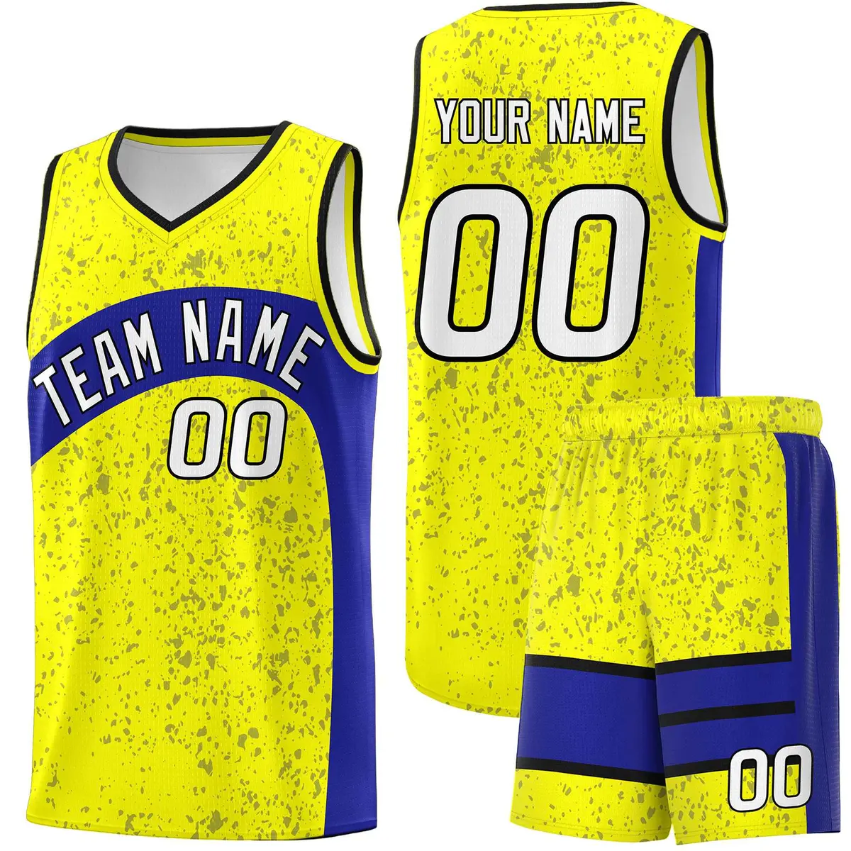 Fluorescent Yellow Royal Irregular Dot Graffiti Basketball Jersey