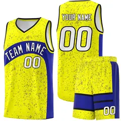 Fluorescent Yellow Royal Irregular Dot Graffiti Basketball Jersey 1
