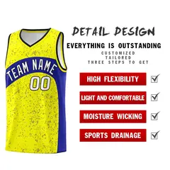 Fluorescent Yellow Royal Irregular Dot Graffiti Basketball Jersey 2