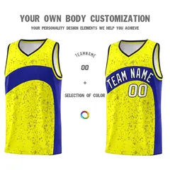 Fluorescent Yellow Royal Irregular Dot Graffiti Basketball Jersey 3