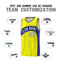 Fluorescent Yellow Royal Irregular Dot Graffiti Basketball Jersey 4