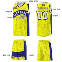 Fluorescent Yellow Royal Irregular Dot Graffiti Basketball Jersey 5