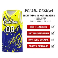 Fluorescent Yellow Royal Snow Mountain Beast Pattern Basketball Jersey 2