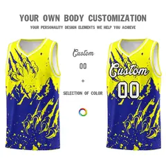 Fluorescent Yellow Royal Snow Mountain Beast Pattern Basketball Jersey 3