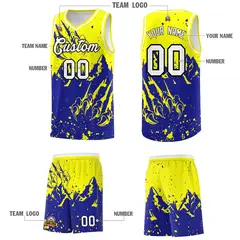 Fluorescent Yellow Royal Snow Mountain Beast Pattern Basketball Jersey 5