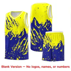 Fluorescent Yellow Royal Snow Mountain Beast Pattern Basketball Jersey 7