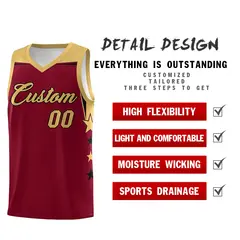 Fluorescent Yellow Royal Two Tone Side Star Color Block Basketball Jersey 2