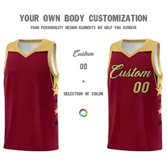 Fluorescent Yellow Royal Two Tone Side Star Color Block Basketball Jersey 3