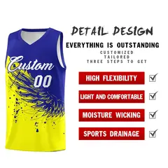 Fluorescent Yellow Royal Wing Pattern Basketball Jersey 2