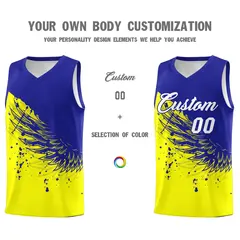 Fluorescent Yellow Royal Wing Pattern Basketball Jersey 3