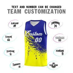 Fluorescent Yellow Royal Wing Pattern Basketball Jersey 4