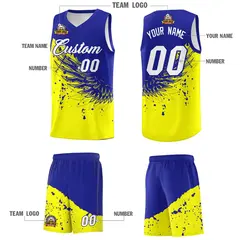 Fluorescent Yellow Royal Wing Pattern Basketball Jersey 5