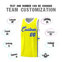 Fluorescent Yellow White Color Block Basketball Jersey 4