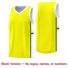 Fluorescent Yellow White Color Block Basketball Jersey 6