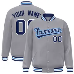 Full-Snap Bomber Varsity Baseball Jacket 36