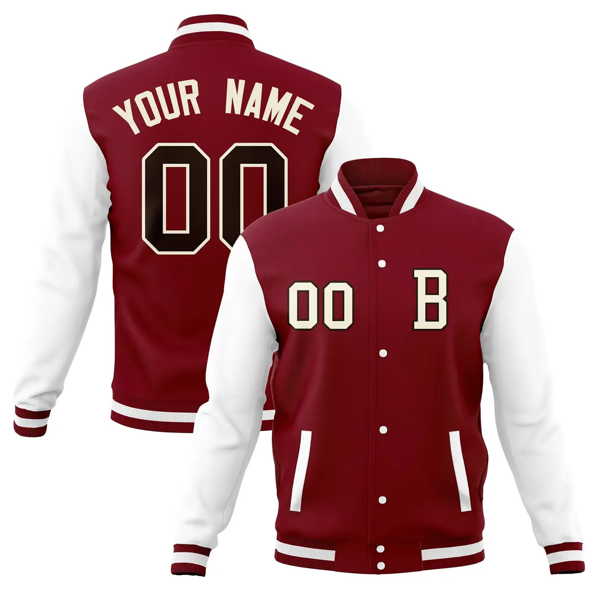 Full-Snap Classic Varsity Letterman Bomber Baseball Jacket