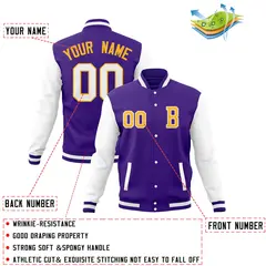Full-Snap Classic Varsity Letterman Bomber Baseball Jacket 36